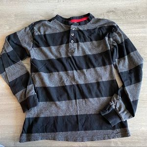 Boys Striped Henley Long Sleeve